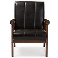 Baxton Studio Nikko Mid-century Dark Brown Faux Leather Wooden Lounge Chair 121-6745